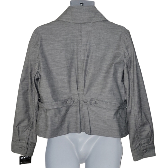 APOSTROPHE Stretch Grey Piped Moto City Preppy Chic Jacket - Women's - Picture 7 of 13